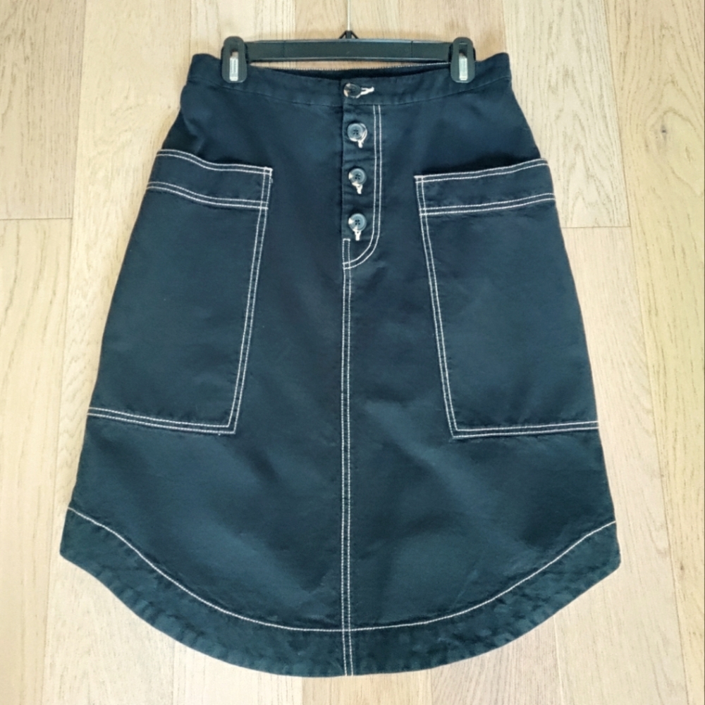 Monki Black Utility Skirt – Contrast Stitch – Size 36 (US 4) – Like New